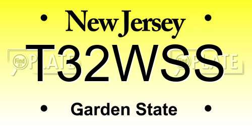 T32WSS New Jersey License Plate