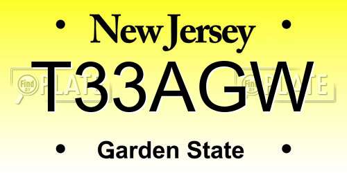 T33AGW New Jersey License Plate