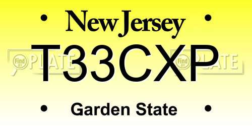 T33CXP New Jersey License Plate
