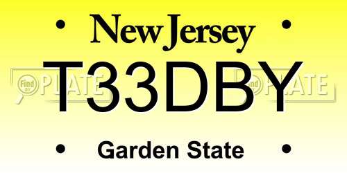 T33DBY New Jersey License Plate