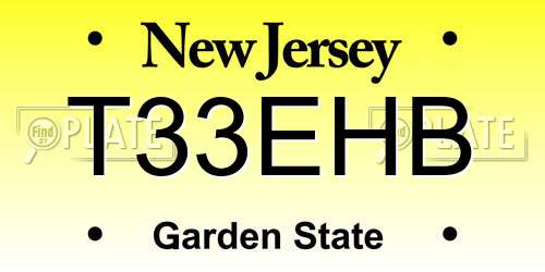 T33EHB New Jersey License Plate