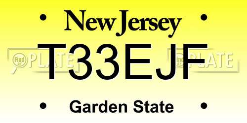 T33EJF New Jersey License Plate