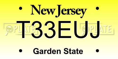 T33EUJ New Jersey License Plate