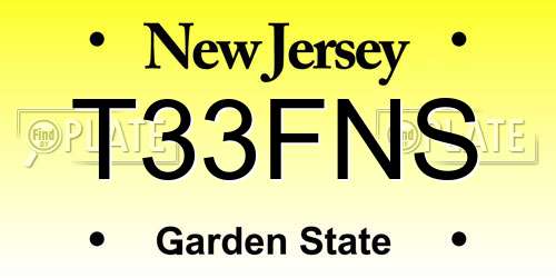 T33FNS New Jersey License Plate