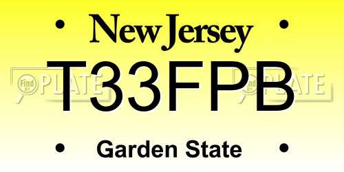T33FPB New Jersey License Plate