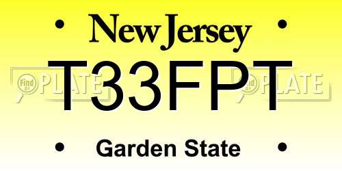 T33FPT New Jersey License Plate