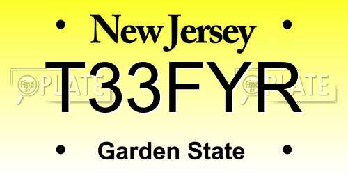 T33FYR New Jersey License Plate