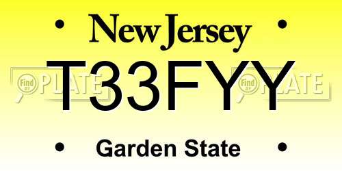 T33FYY New Jersey License Plate