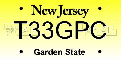 T33GPC New Jersey License Plate