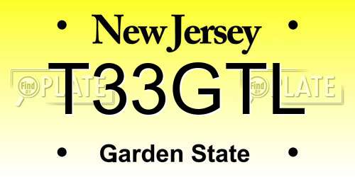 T33GTL New Jersey License Plate