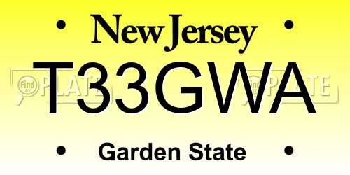 T33GWA New Jersey License Plate