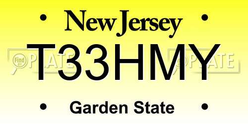 T33HMY New Jersey License Plate