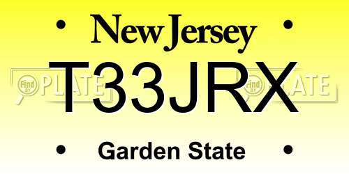 T33JRX New Jersey License Plate