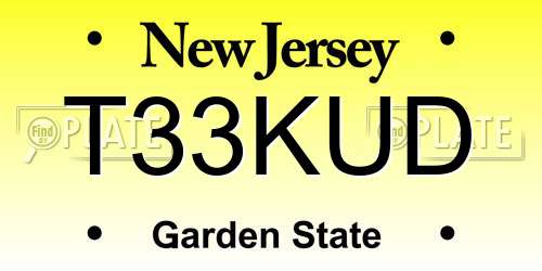 T33KUD New Jersey License Plate