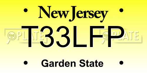 T33LFP New Jersey License Plate
