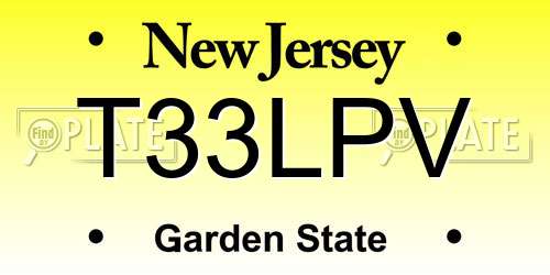 T33LPV New Jersey License Plate