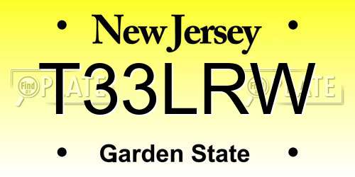 T33LRW New Jersey License Plate
