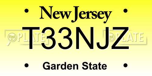 T33NJZ New Jersey License Plate
