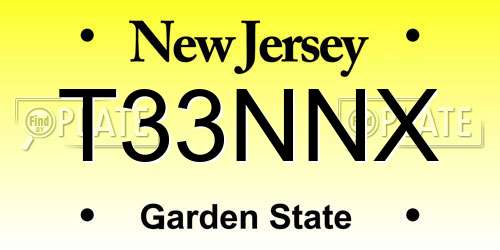 T33NNX New Jersey License Plate