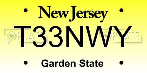 T33NWY New Jersey License Plate