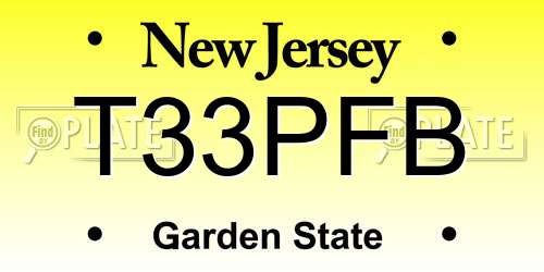 T33PFB New Jersey License Plate