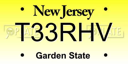 T33RHV New Jersey License Plate