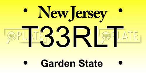 T33RLT New Jersey License Plate