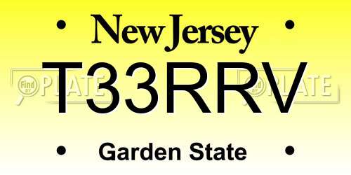 T33RRV New Jersey License Plate