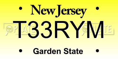 T33RYM New Jersey License Plate