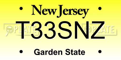 T33SNZ New Jersey License Plate