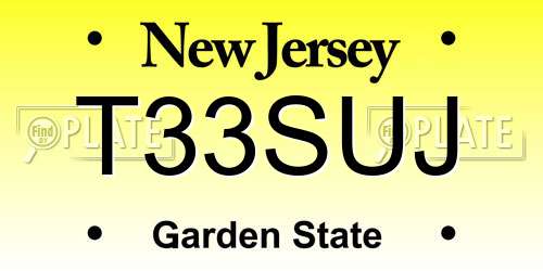 T33SUJ New Jersey License Plate