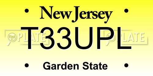 T33UPL New Jersey License Plate