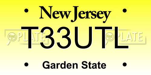 T33UTL New Jersey License Plate