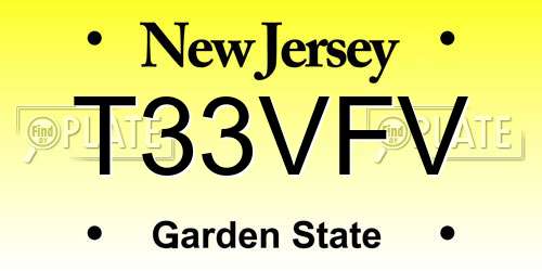 T33VFV New Jersey License Plate
