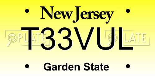 T33VUL New Jersey License Plate