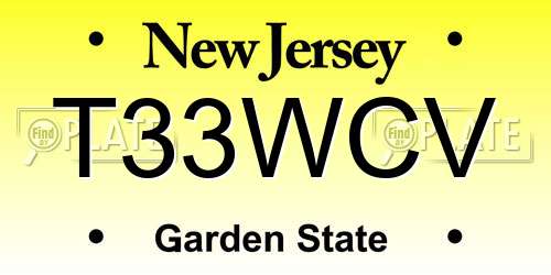 T33WCV New Jersey License Plate