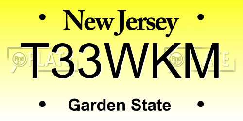 T33WKM New Jersey License Plate