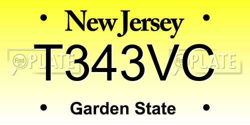 T343VC New Jersey License Plate