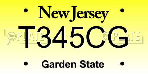 T345CG New Jersey License Plate