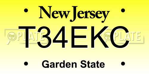 T34EKC New Jersey License Plate