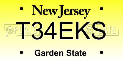 T34EKS New Jersey License Plate