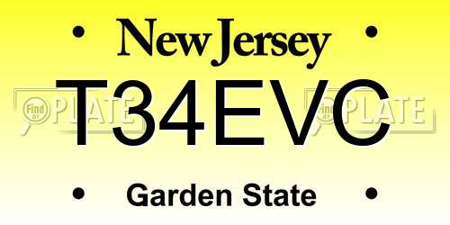 T34EVC New Jersey License Plate