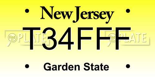 T34FFF New Jersey License Plate