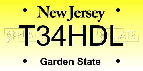 T34HDL New Jersey License Plate