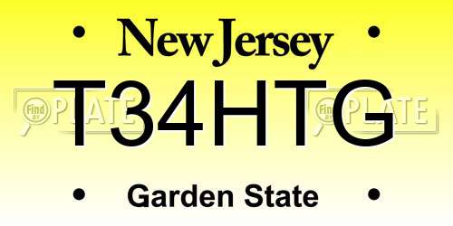 T34HTG New Jersey License Plate