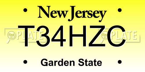 T34HZC New Jersey License Plate