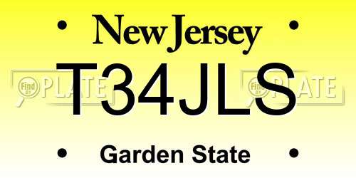 T34JLS New Jersey License Plate