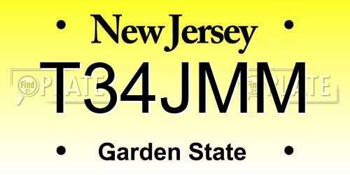 T34JMM New Jersey License Plate