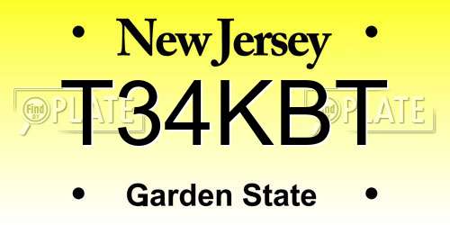 T34KBT New Jersey License Plate