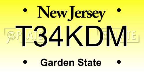 T34KDM New Jersey License Plate